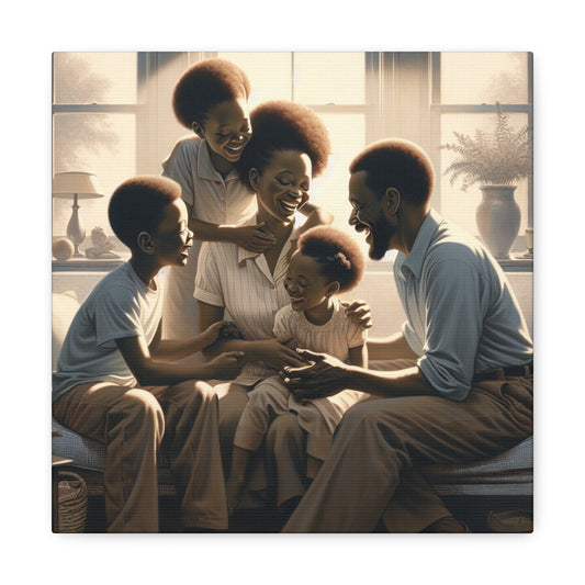 "Family Bliss: A Heartwarming Moment" - Canvas - Authentic4Us