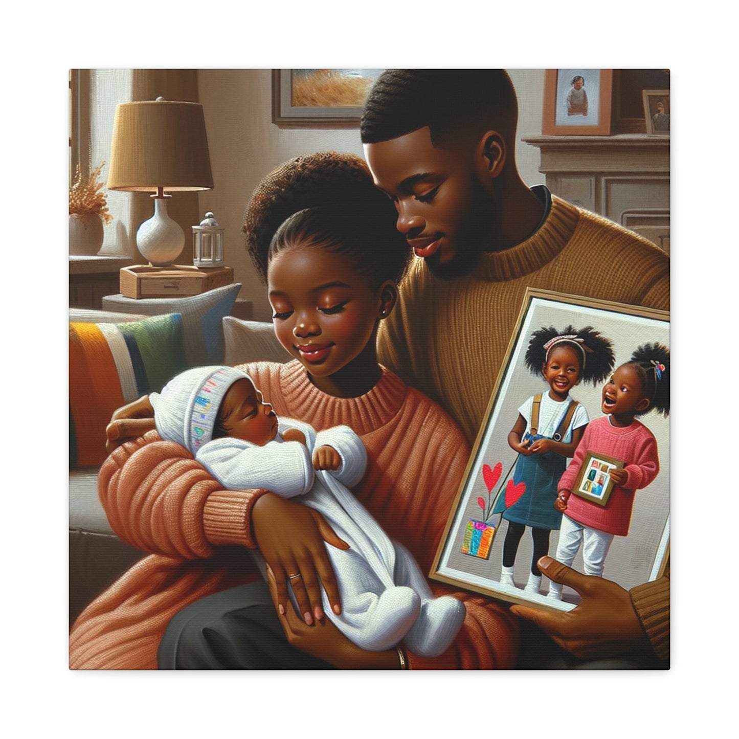 "Family Bliss: A Heartwarming Portrait" - Canvas - Authentic4Us