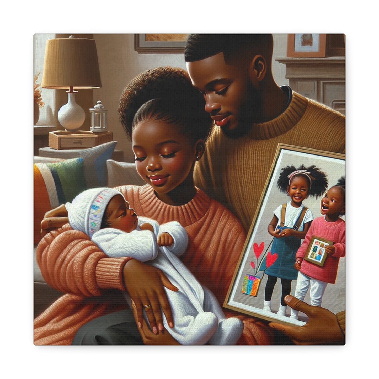 "Family Bliss: A Heartwarming Portrait" - Canvas - Authentic4Us