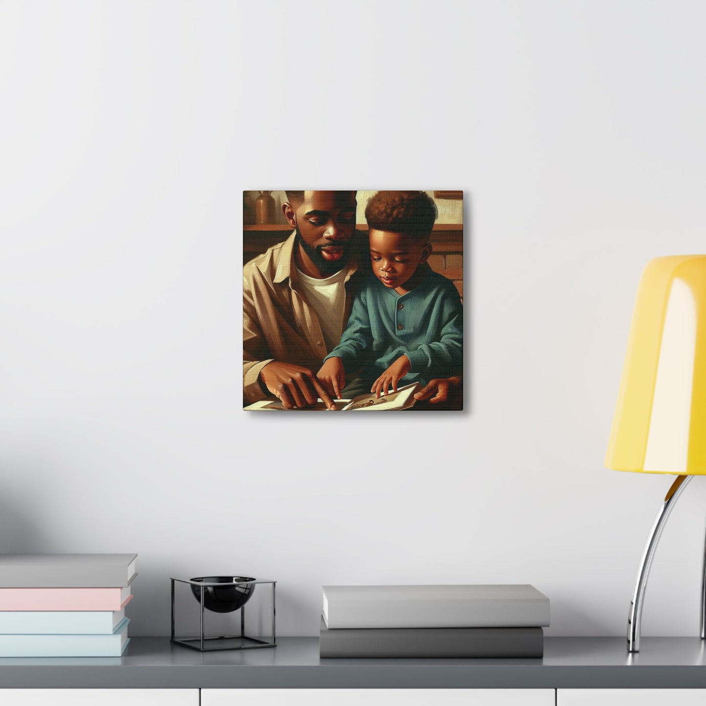 "Father and Son Reading Together" - Canvas - Authentic4Us