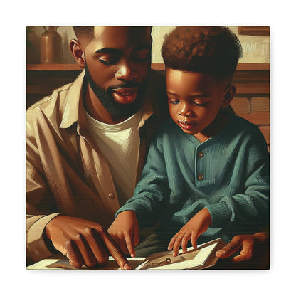 "Father and Son Reading Together" - Canvas - Authentic4Us