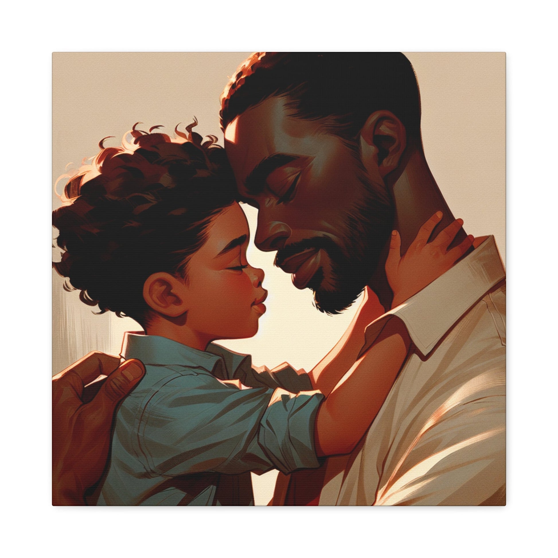 "Father-Son Embrace: A Serene Connection" - Canvas - Authentic4Us