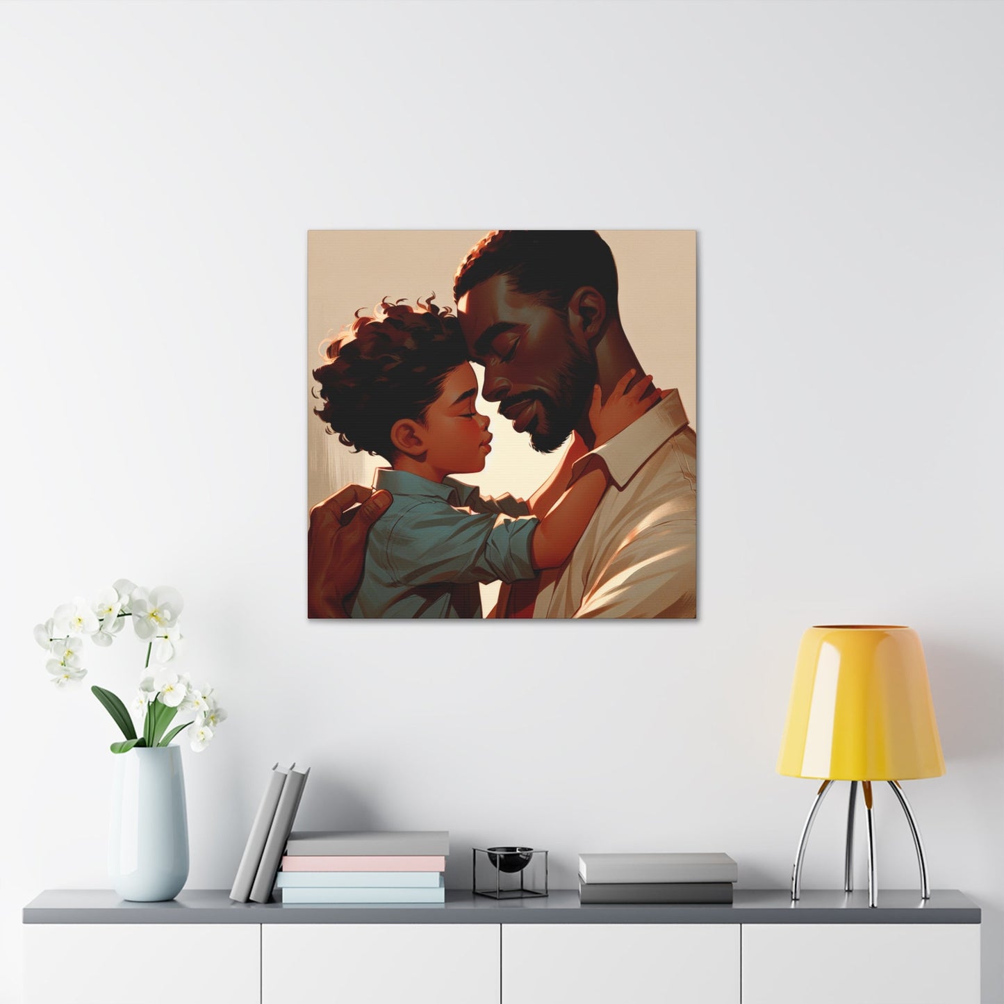 "Father-Son Embrace: A Serene Connection" - Canvas - Authentic4Us