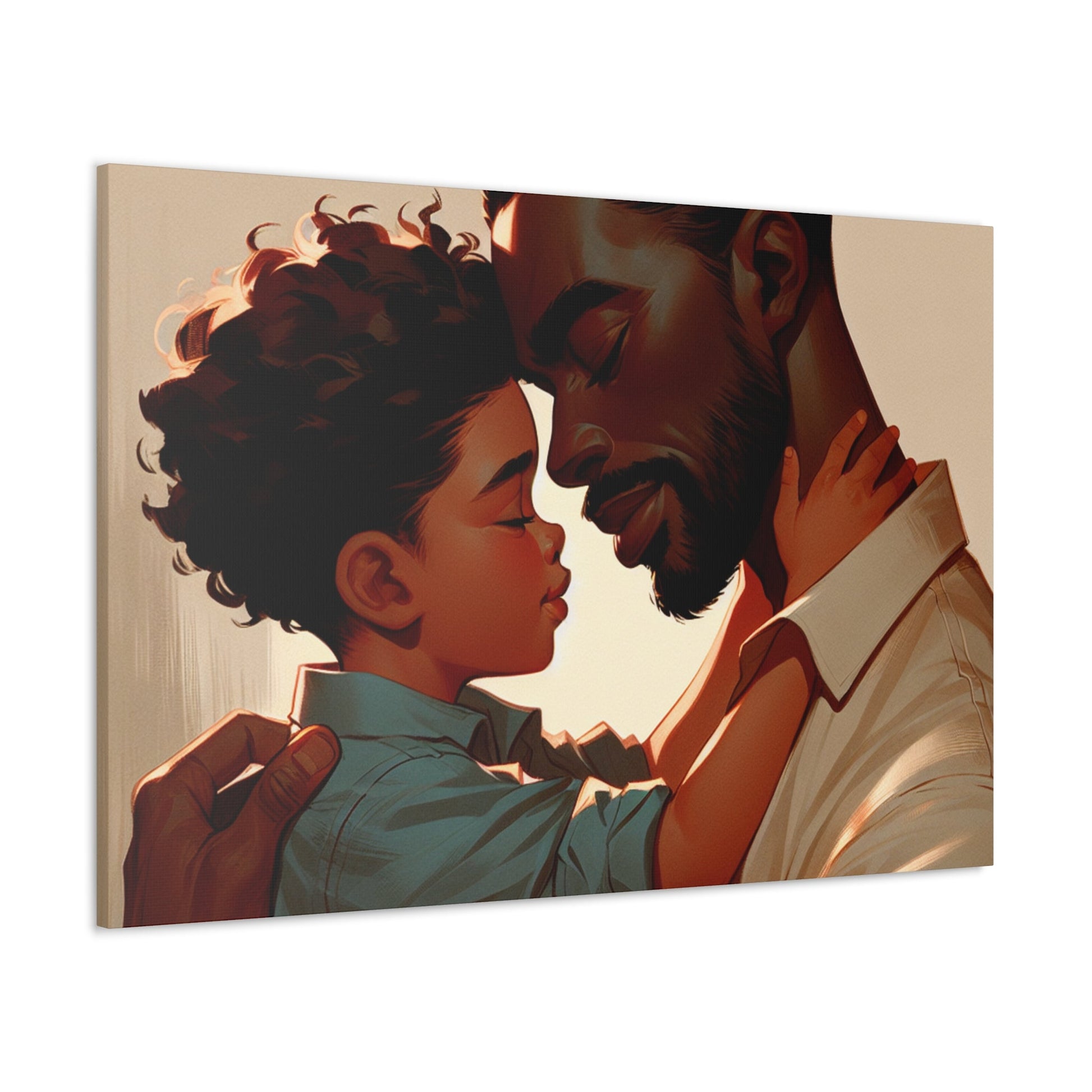 "Father-Son Embrace: A Serene Connection" - Canvas - Authentic4Us