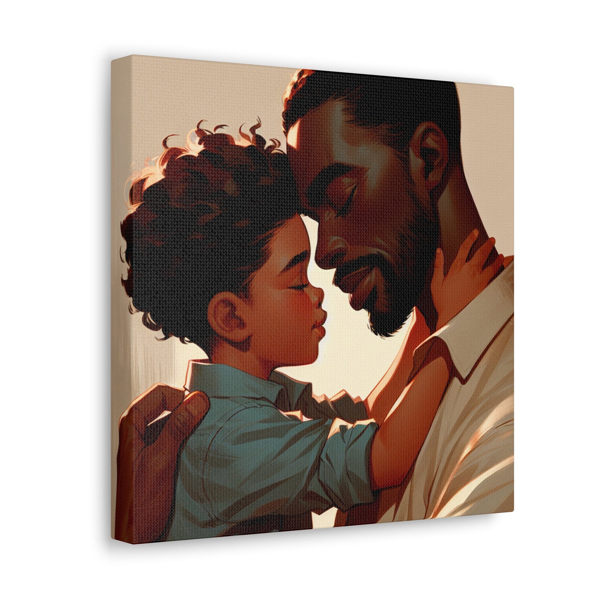 "Father-Son Embrace: A Serene Connection" - Canvas - Authentic4Us