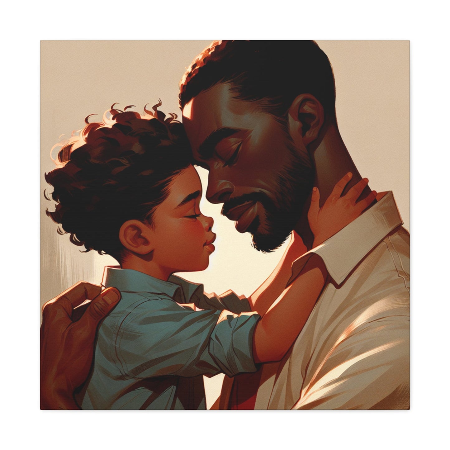 "Father-Son Embrace: A Serene Connection" - Canvas - Authentic4Us