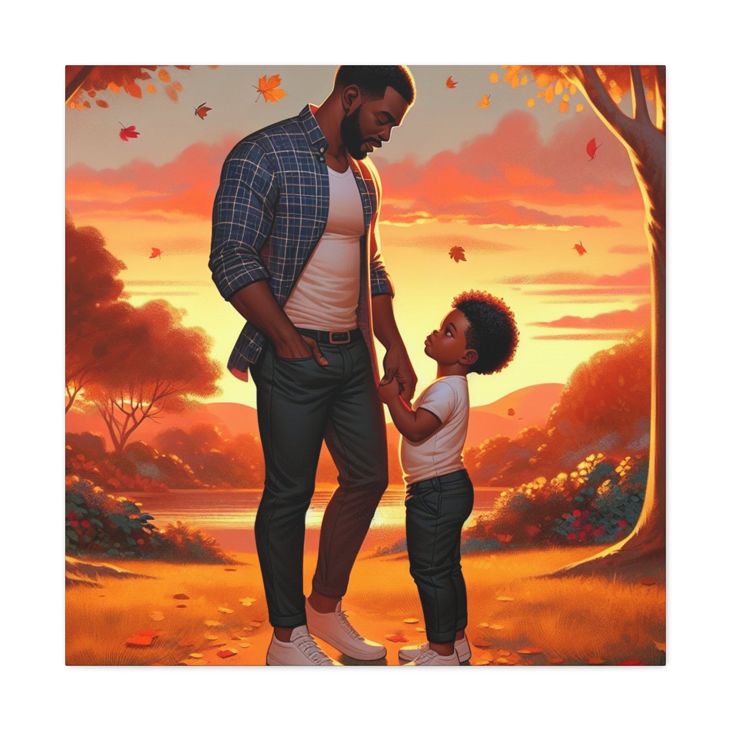 "Father-son Sunset Bond Painting" - Canvas - Authentic4Us