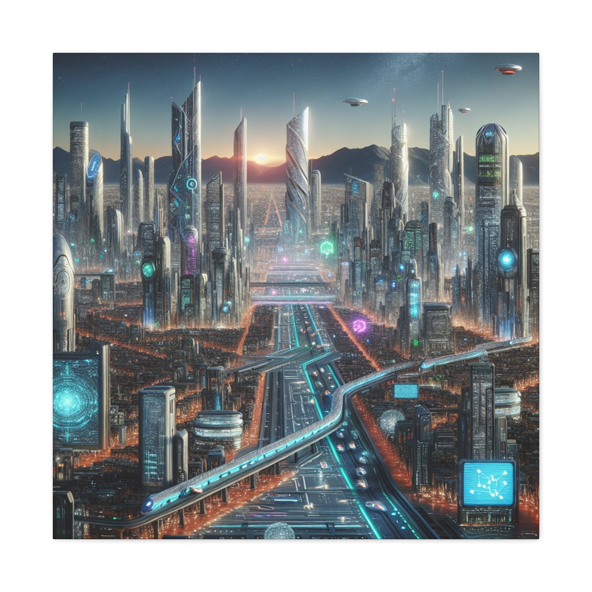 "Future City: Urban Technopolis" - Canvas - Authentic4Us