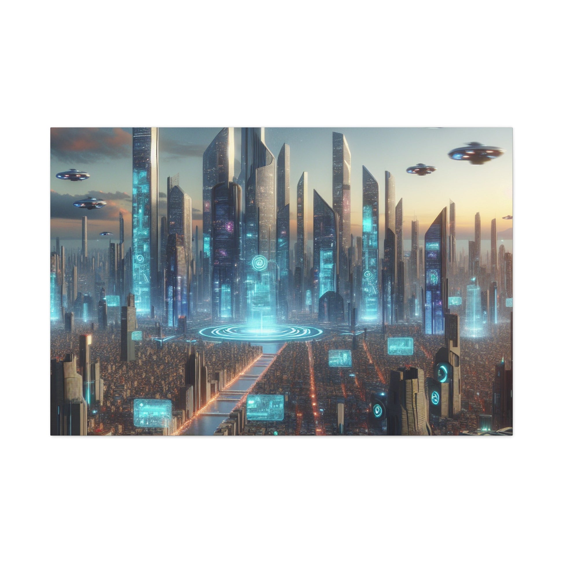 "Future Metropolis: Illuminated Skyline" - Canvas - Authentic4Us