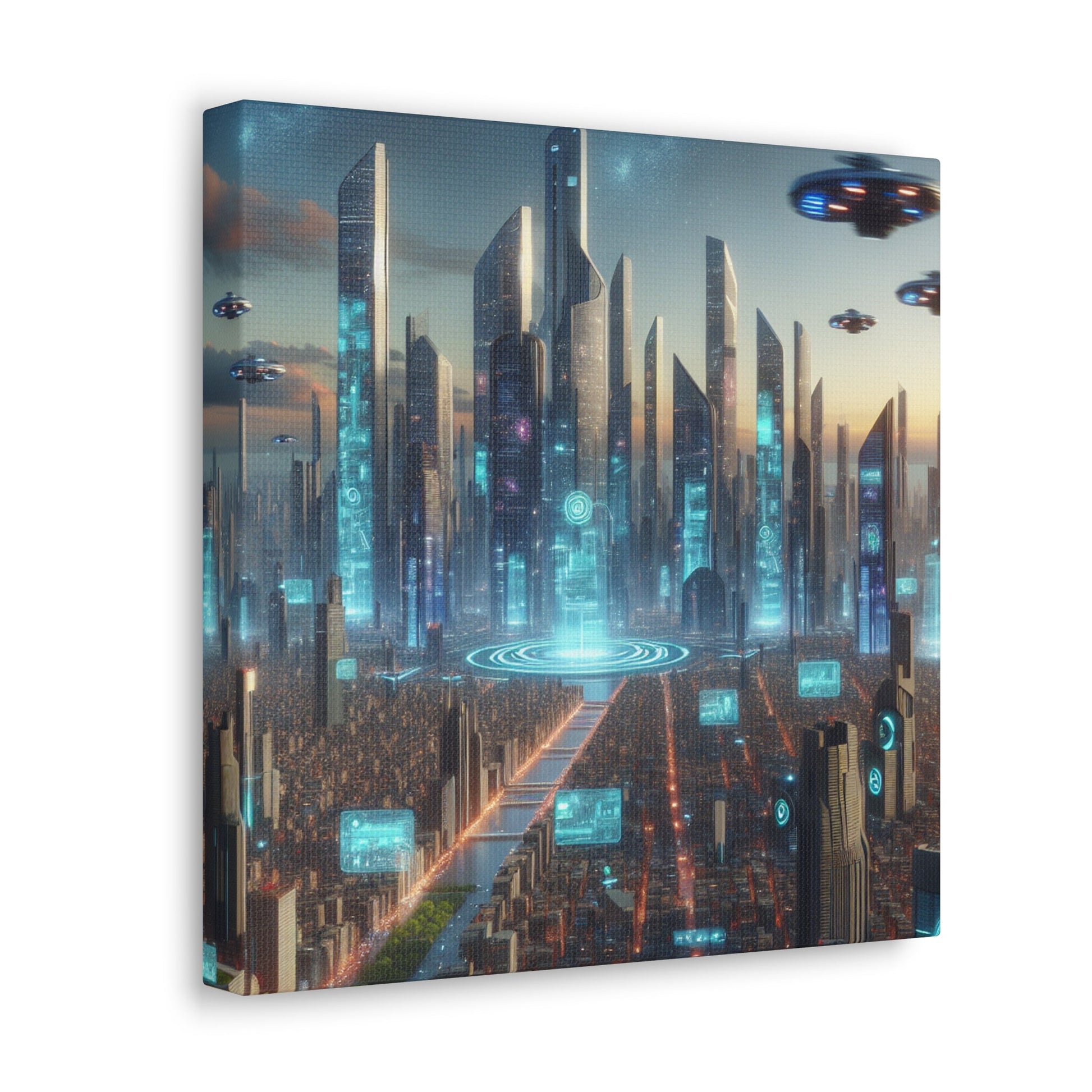 "Future Metropolis: Illuminated Skyline" - Canvas - Authentic4Us