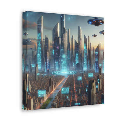 "Future Metropolis: Illuminated Skyline" - Canvas - Authentic4Us