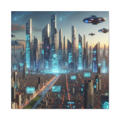 "Future Metropolis: Illuminated Skyline" - Canvas - Authentic4Us