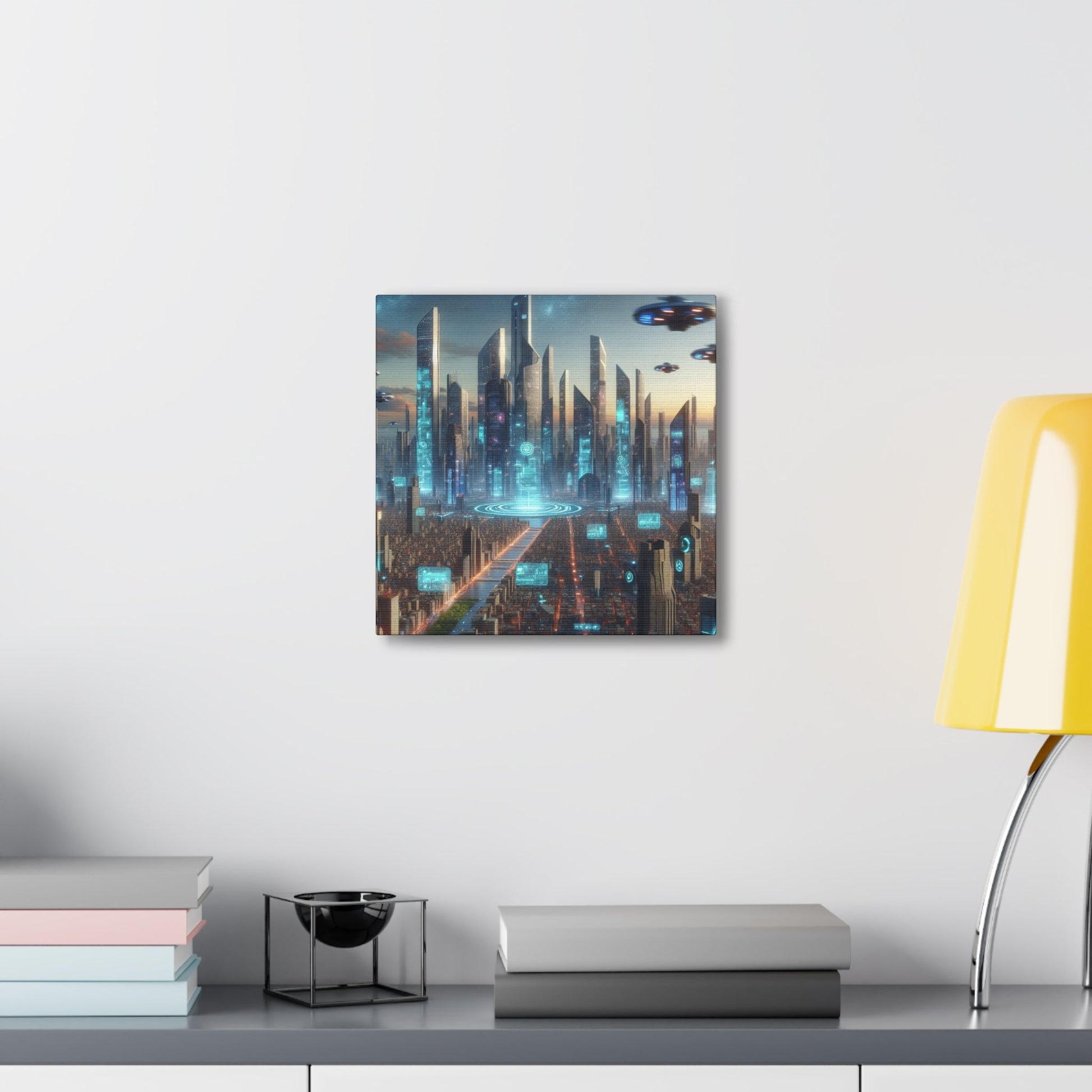 "Future Metropolis: Illuminated Skyline" - Canvas - Authentic4Us