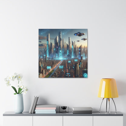 "Future Metropolis: Illuminated Skyline" - Canvas - Authentic4Us