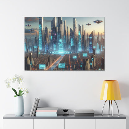 "Future Metropolis: Illuminated Skyline" - Canvas - Authentic4Us