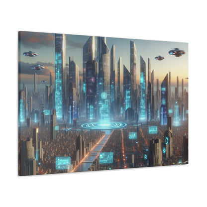 "Future Metropolis: Illuminated Skyline" - Canvas - Authentic4Us