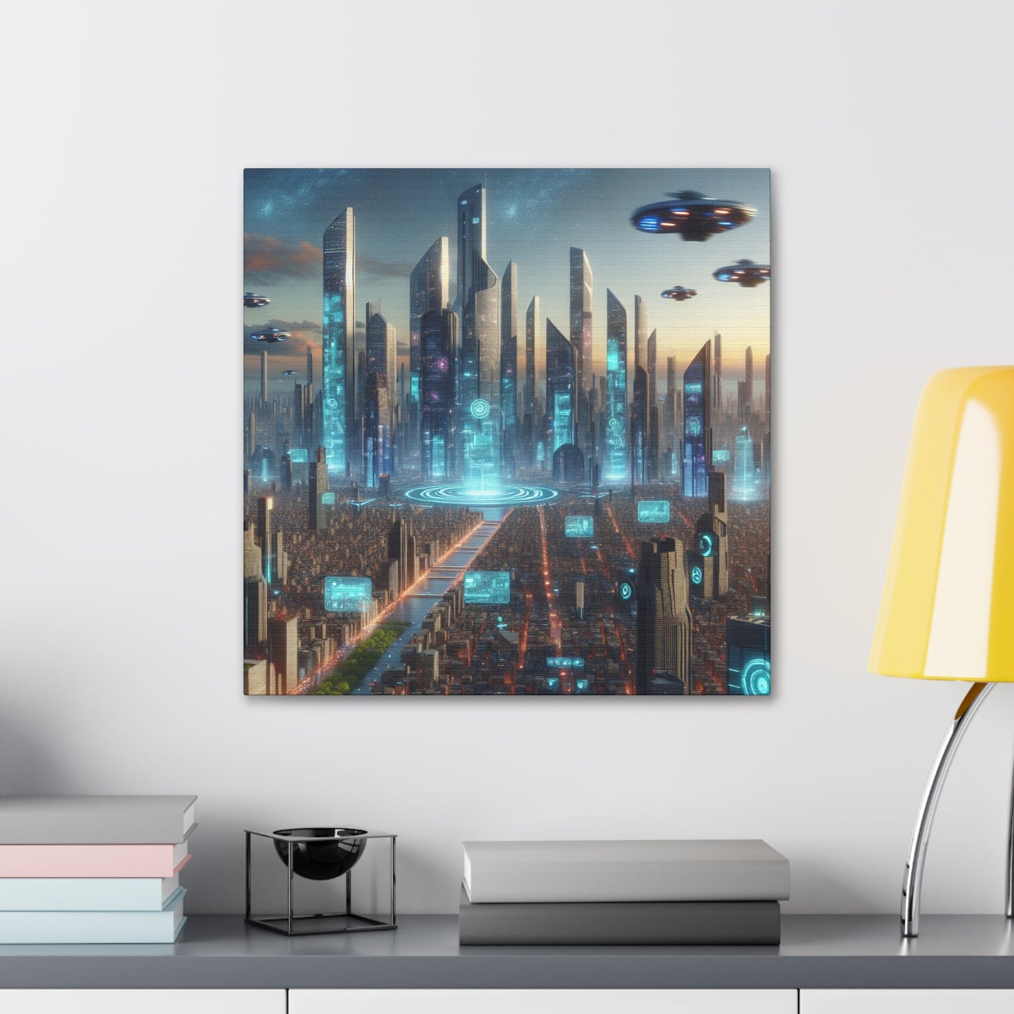 "Future Metropolis: Illuminated Skyline" - Canvas - Authentic4Us