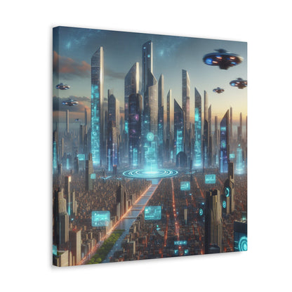 "Future Metropolis: Illuminated Skyline" - Canvas - Authentic4Us