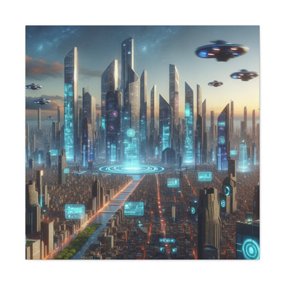 "Future Metropolis: Illuminated Skyline" - Canvas - Authentic4Us