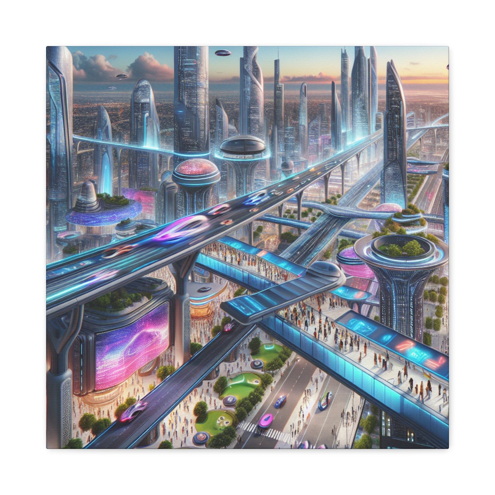 "Future Metropolis: Techno-Urban Marvel" - Canvas - Authentic4Us