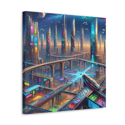 "Future Spires: Vibrant Cityscape" - Canvas - Authentic4Us