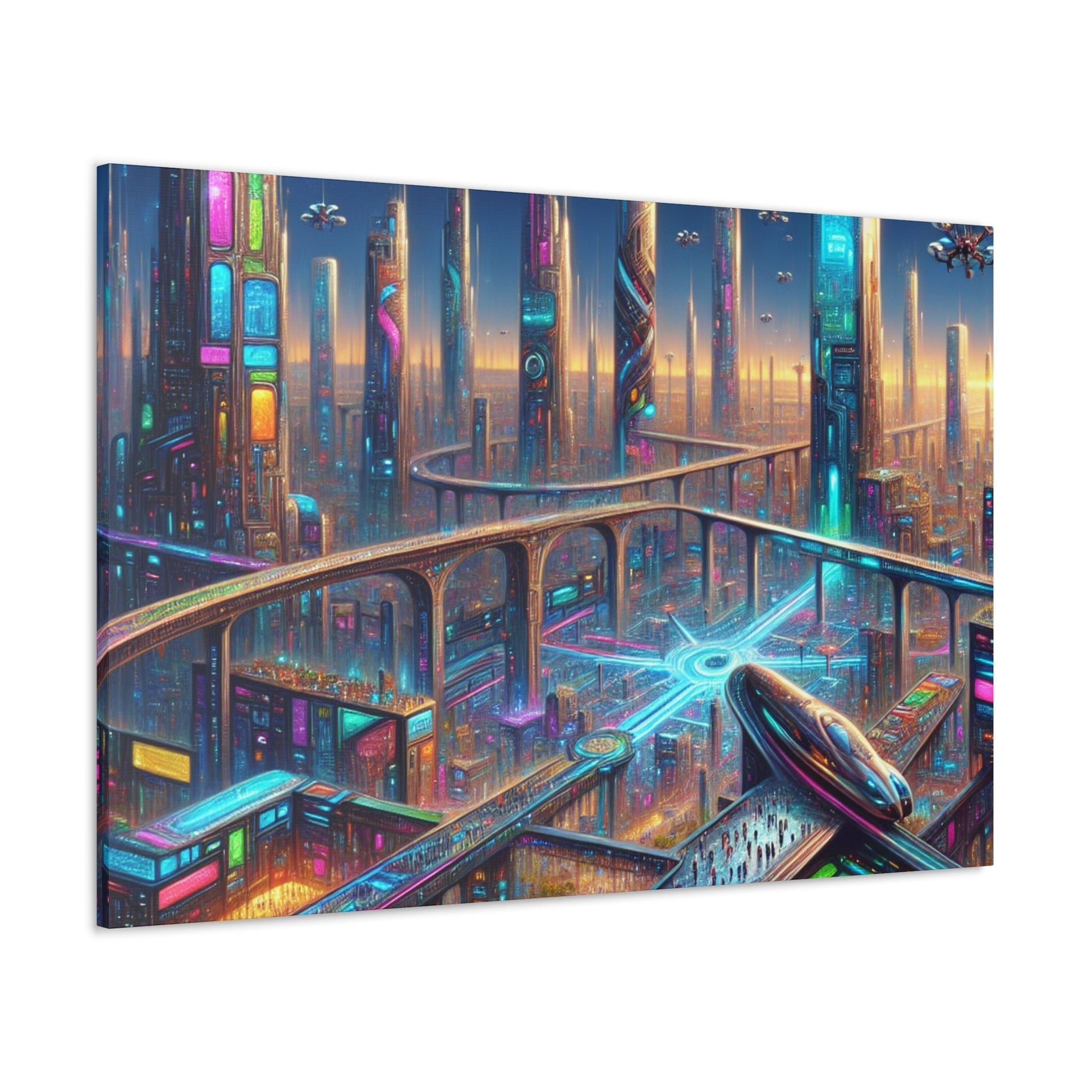 "Future Spires: Vibrant Cityscape" - Canvas - Authentic4Us