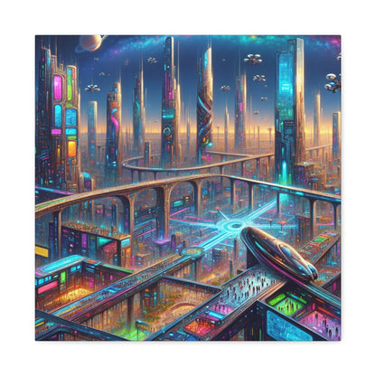 "Future Spires: Vibrant Cityscape" - Canvas - Authentic4Us