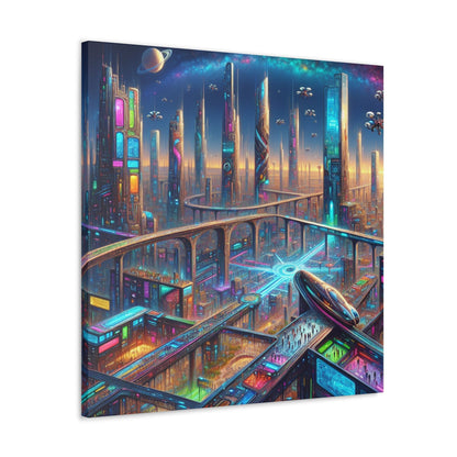 "Future Spires: Vibrant Cityscape" - Canvas - Authentic4Us