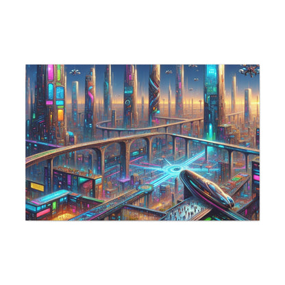 "Future Spires: Vibrant Cityscape" - Canvas - Authentic4Us