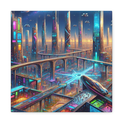 "Future Spires: Vibrant Cityscape" - Canvas - Authentic4Us