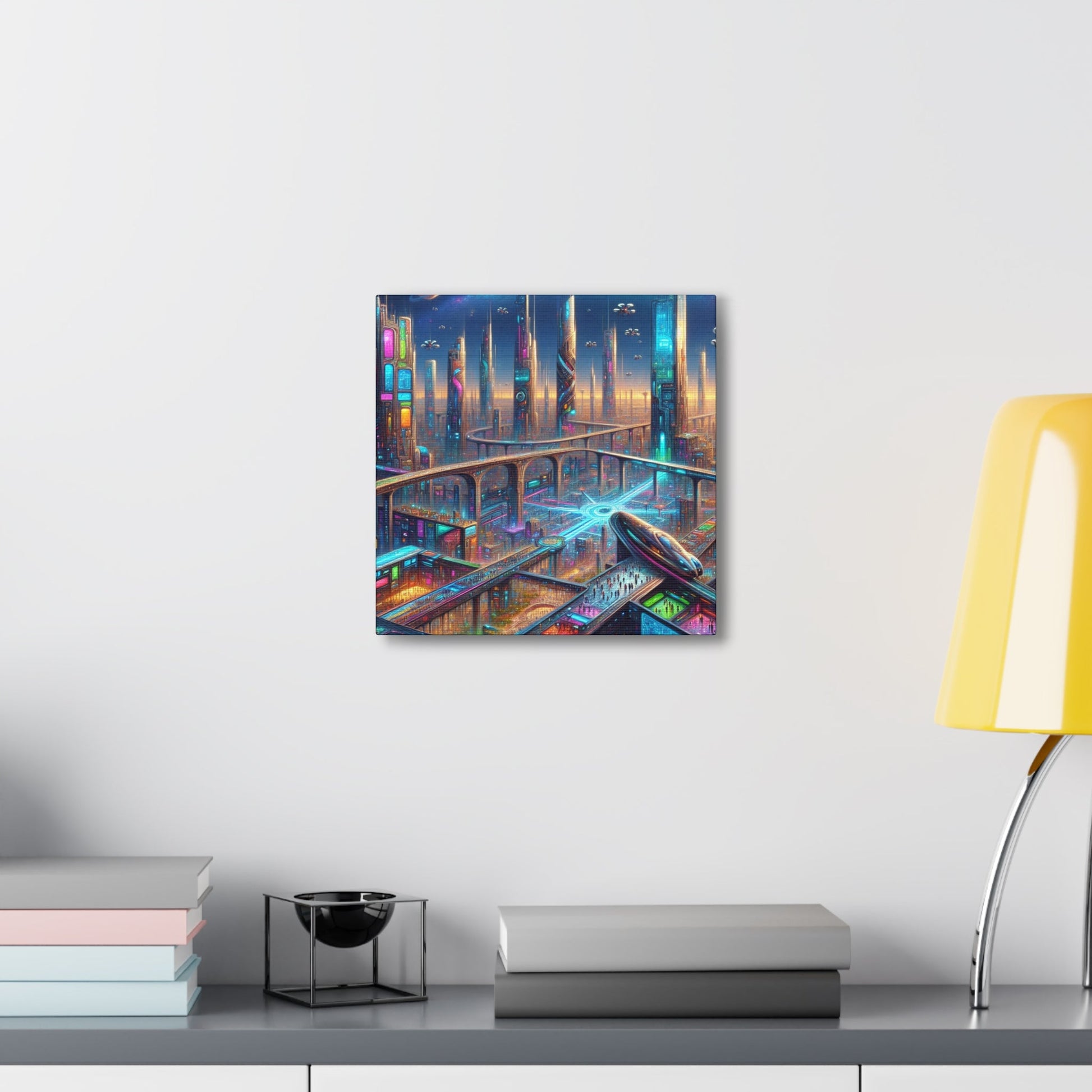 "Future Spires: Vibrant Cityscape" - Canvas - Authentic4Us