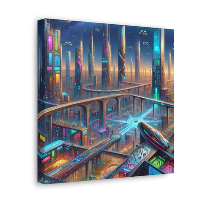 "Future Spires: Vibrant Cityscape" - Canvas - Authentic4Us