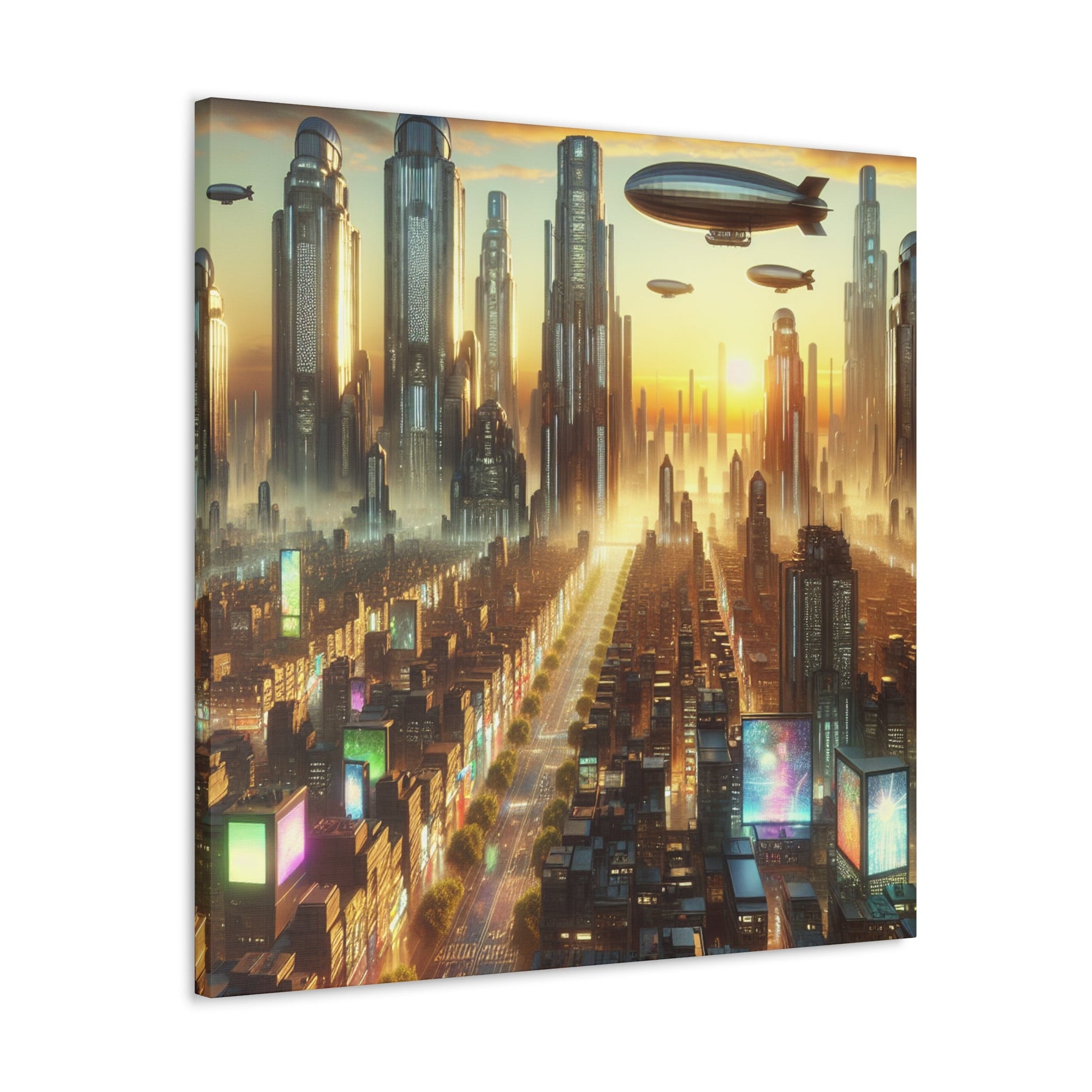 "Futuristic City at Sunrise" - Canvas - Authentic4Us