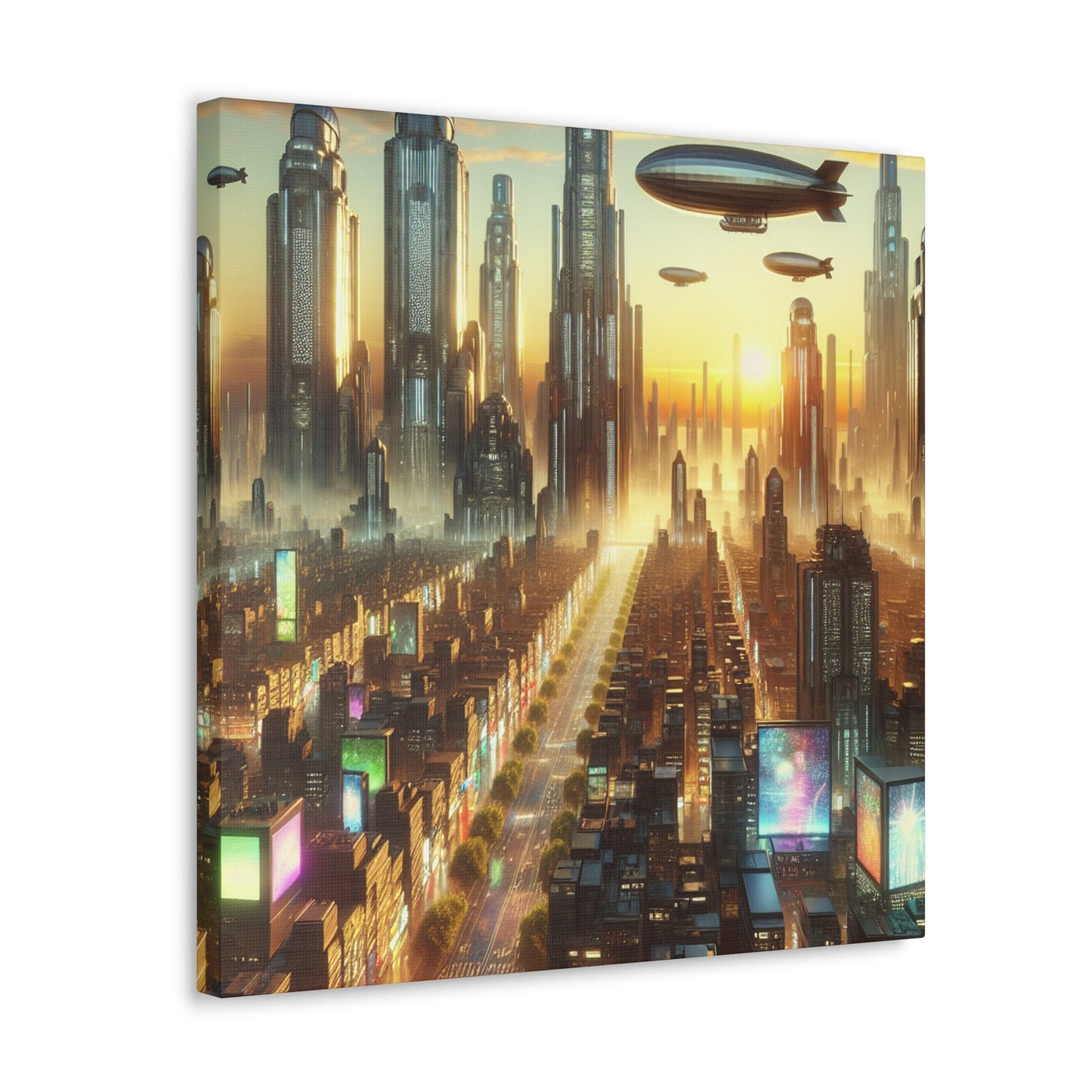 "Futuristic City at Sunrise" - Canvas - Authentic4Us