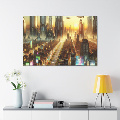 "Futuristic City at Sunrise" - Canvas - Authentic4Us