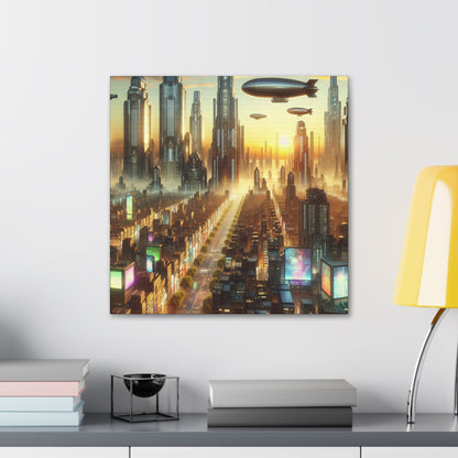 "Futuristic City at Sunrise" - Canvas - Authentic4Us