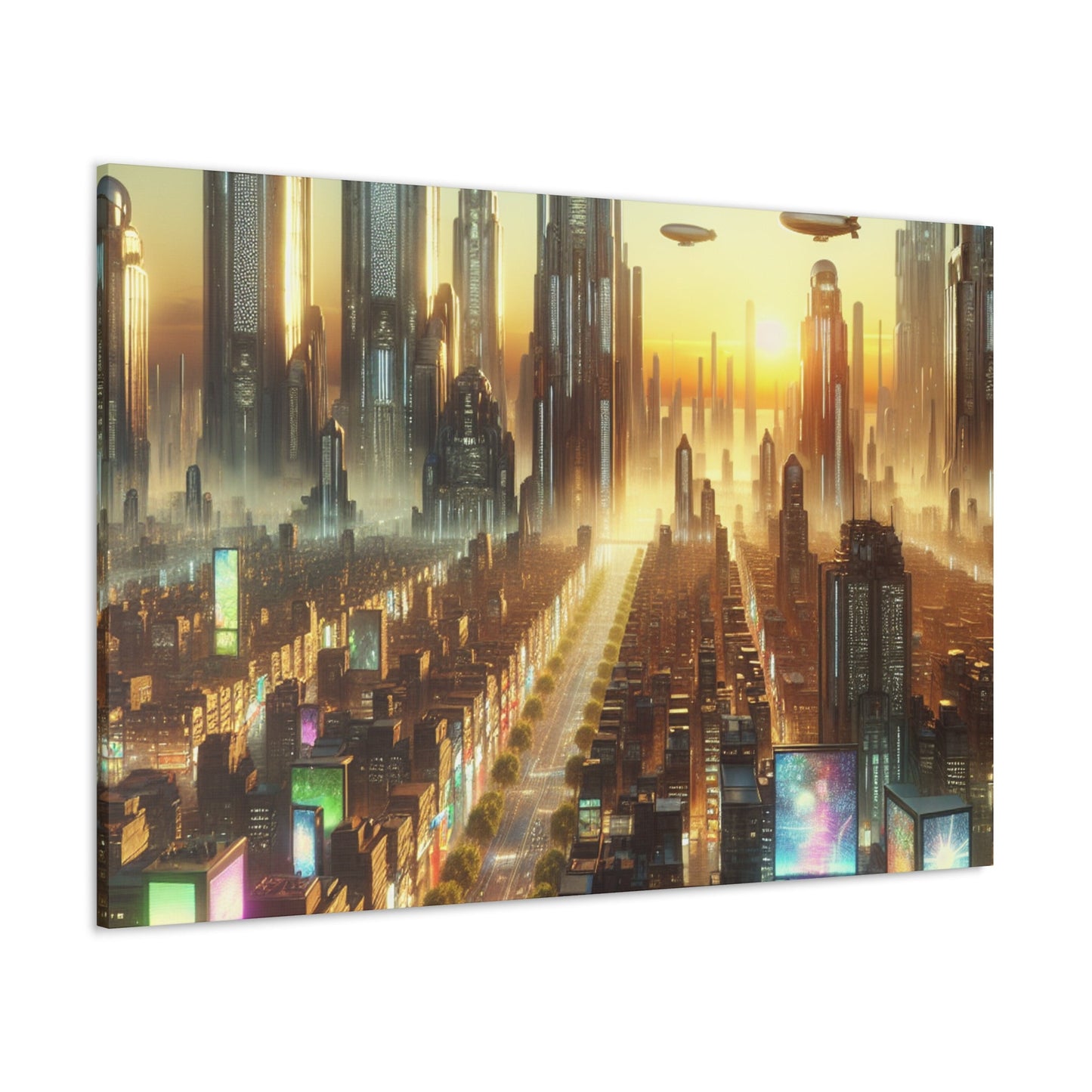 "Futuristic City at Sunrise" - Canvas - Authentic4Us