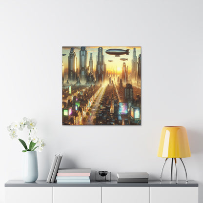 "Futuristic City at Sunrise" - Canvas - Authentic4Us