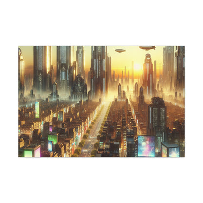 "Futuristic City at Sunrise" - Canvas - Authentic4Us