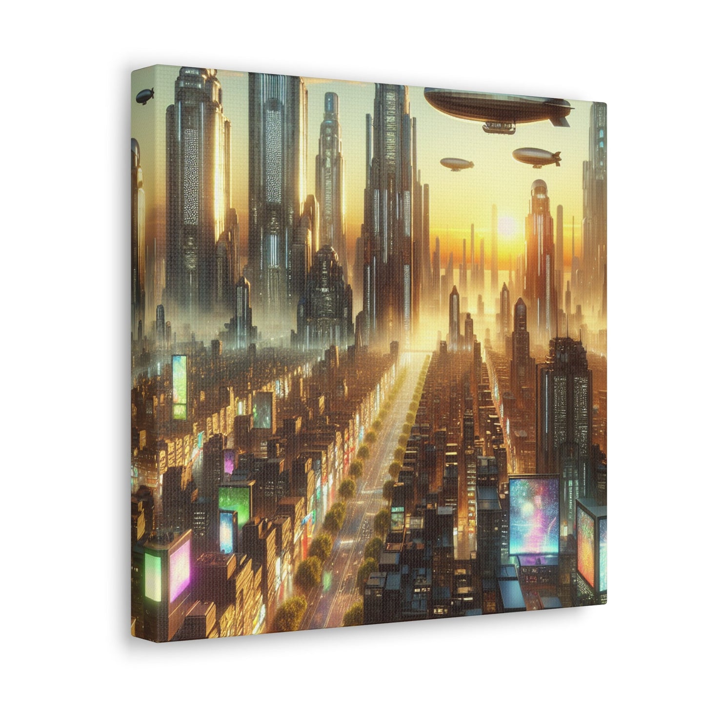 "Futuristic City at Sunrise" - Canvas - Authentic4Us