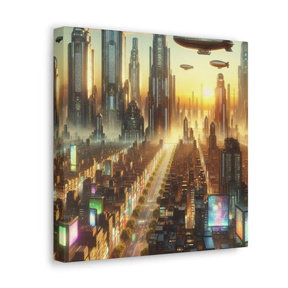 "Futuristic City at Sunrise" - Canvas - Authentic4Us