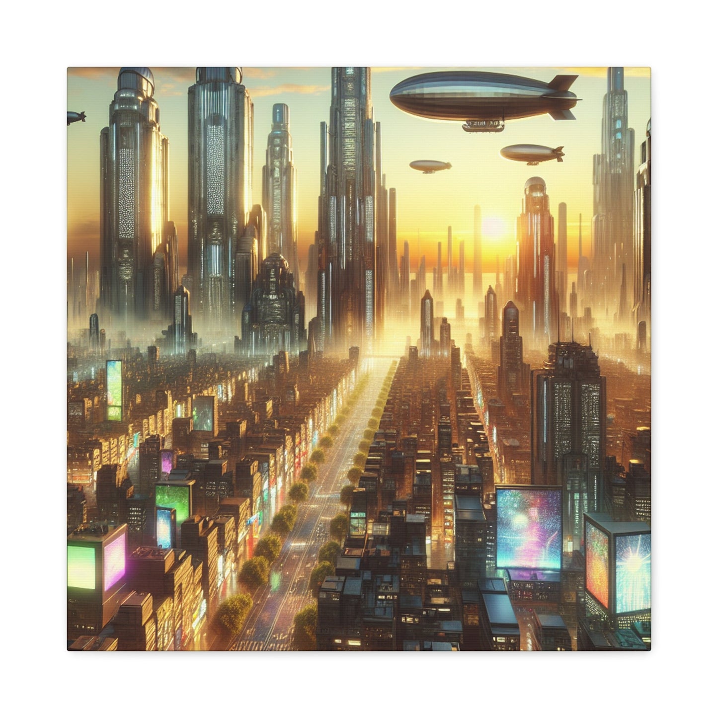 "Futuristic City at Sunrise" - Canvas - Authentic4Us