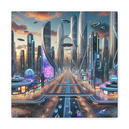 "Futuristic City: Illuminated Wonders" - Canvas - Authentic4Us