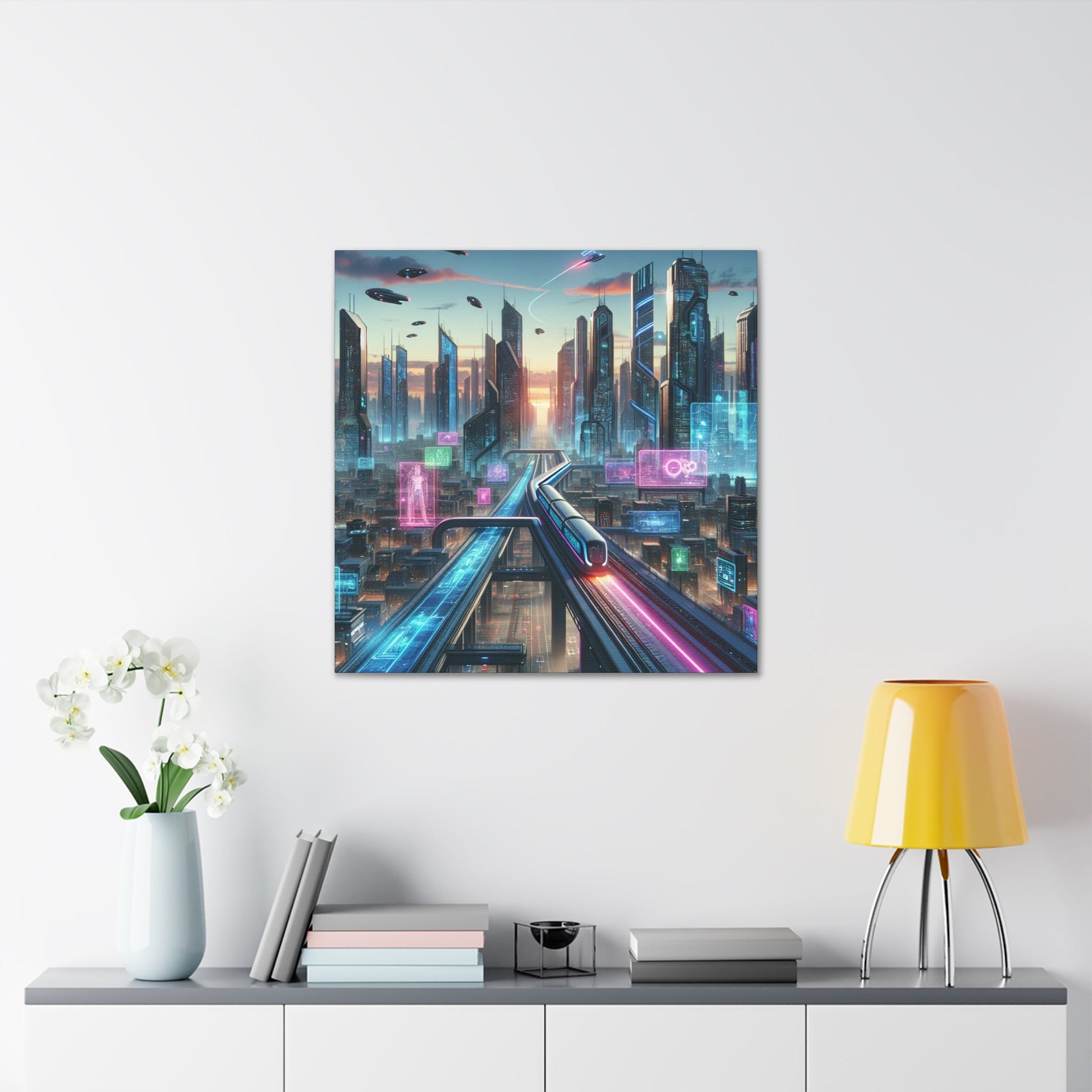 "Futuristic Cityscape: The Metropolis" - Canvas - Authentic4Us