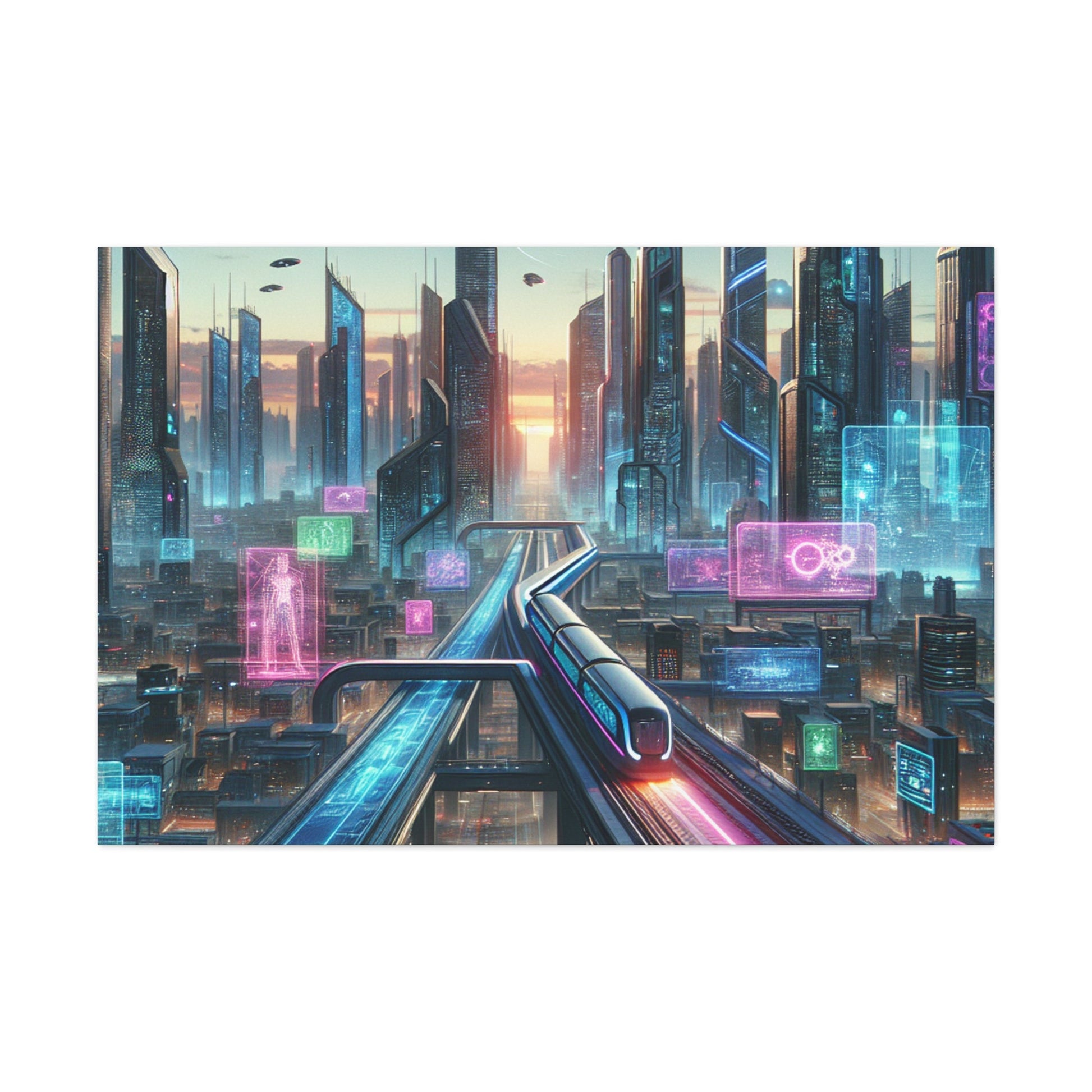 "Futuristic Cityscape: The Metropolis" - Canvas - Authentic4Us