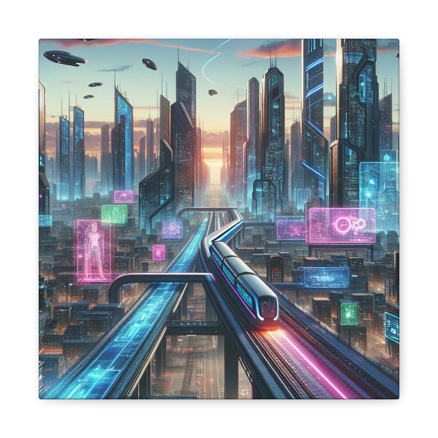 "Futuristic Cityscape: The Metropolis" - Canvas - Authentic4Us