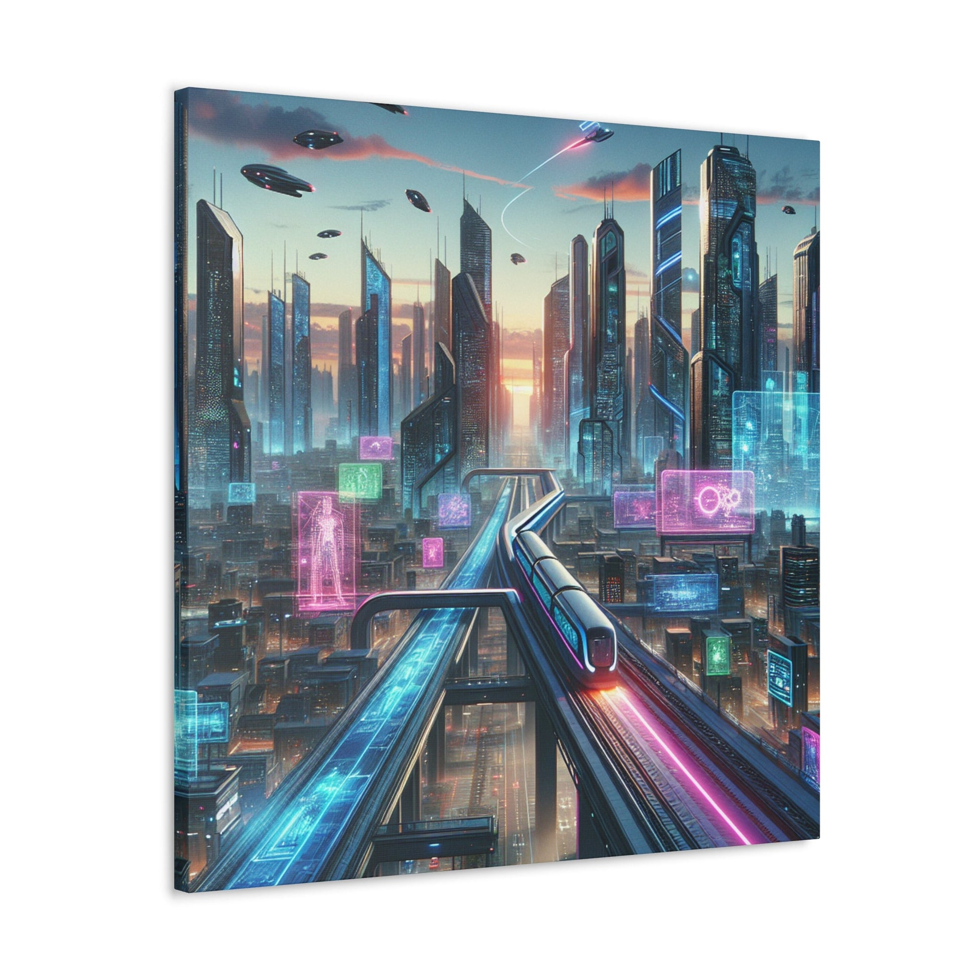 "Futuristic Cityscape: The Metropolis" - Canvas - Authentic4Us