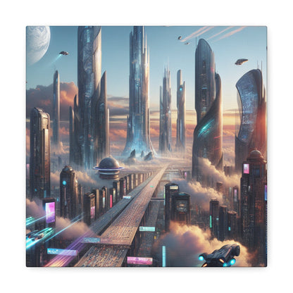 "Futuristic Dreamscape: Skyline Serenity" - Canvas - Authentic4Us