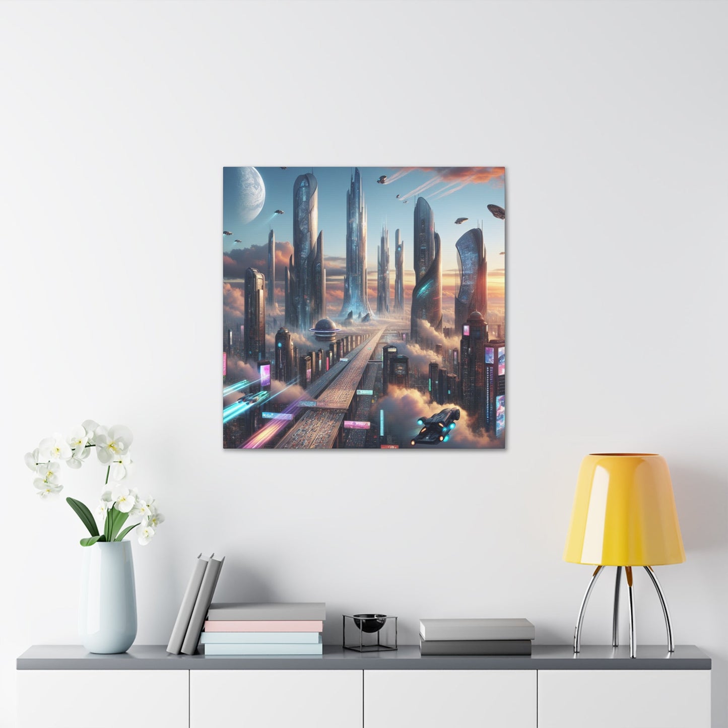 "Futuristic Dreamscape: Skyline Serenity" - Canvas - Authentic4Us