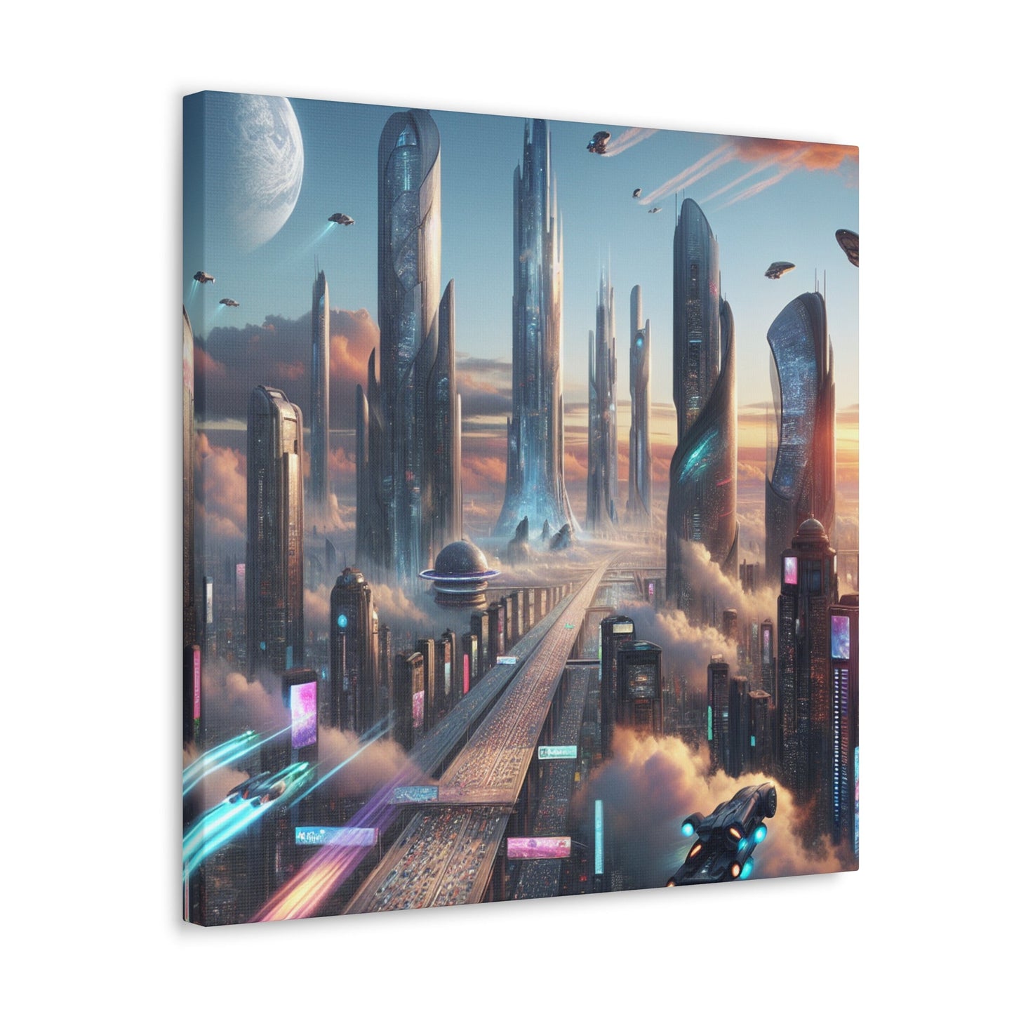 "Futuristic Dreamscape: Skyline Serenity" - Canvas - Authentic4Us